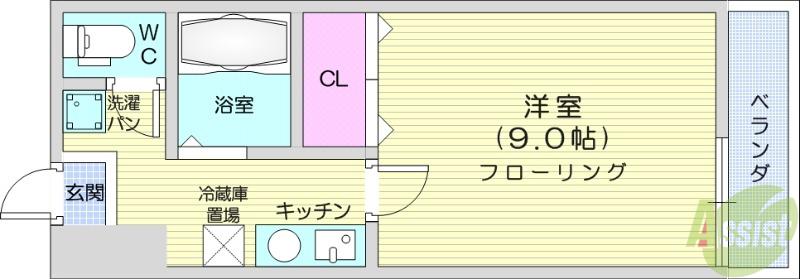 BLDクリエートⅠ(1K/4階)の間取り写真