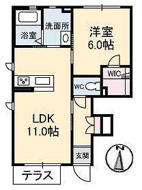 グランヒルズ青江(1LDK/1階)の間取り写真