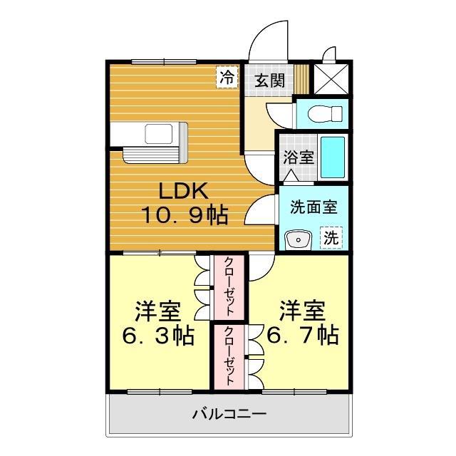 グリーンパレス(2LDK/1階)の間取り写真