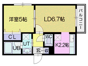 コンダクト南郷(1LDK/4階)の間取り写真