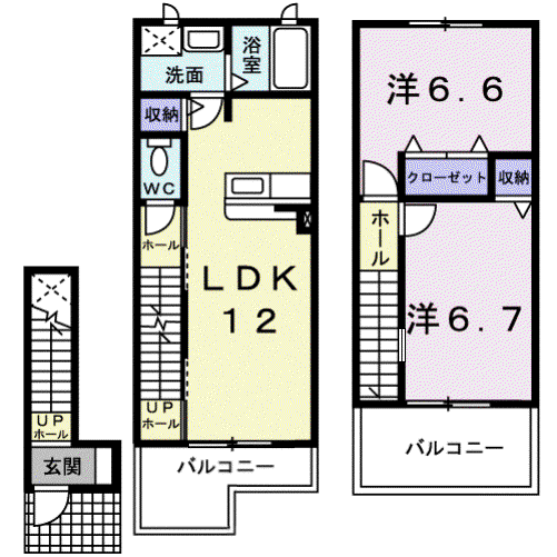フレンドリー・エデン(2LDK/2階)の間取り写真