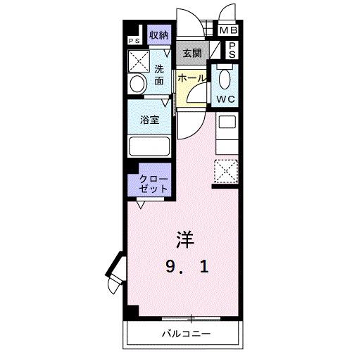 エクレール古結V(ワンルーム/2階)の間取り写真