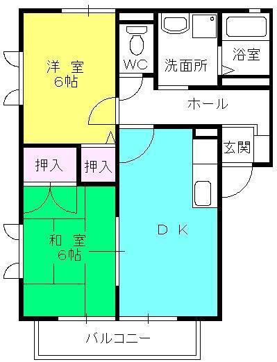 アイエフハイツ水波町IV(2DK/2階)の間取り写真