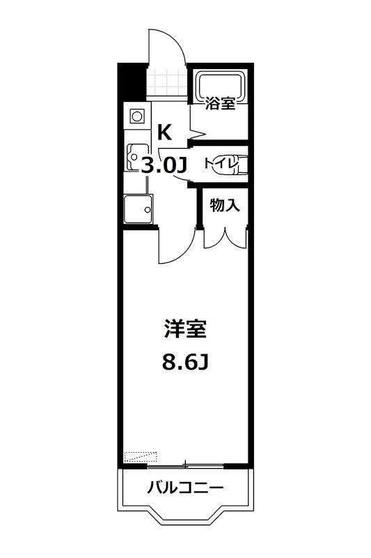 コーポカツキタ(1K/2階)の間取り写真