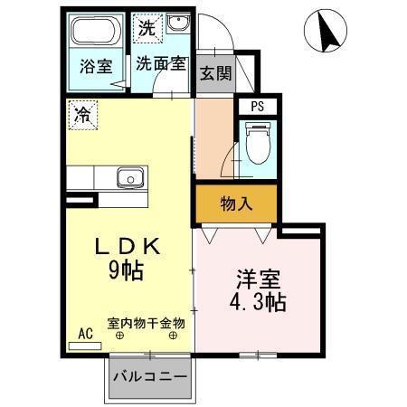 ル・ソレイユ(1LDK/1階)の間取り写真