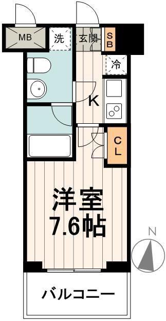 ドゥーエ茗荷谷(1K/2階)の間取り写真