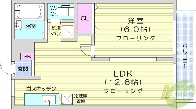シティハイツ佐藤3(1LDK/1階)の間取り写真