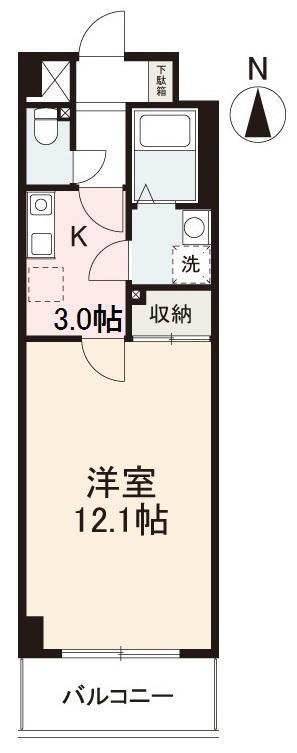 ジョア西の丸(1K/3階)の間取り写真