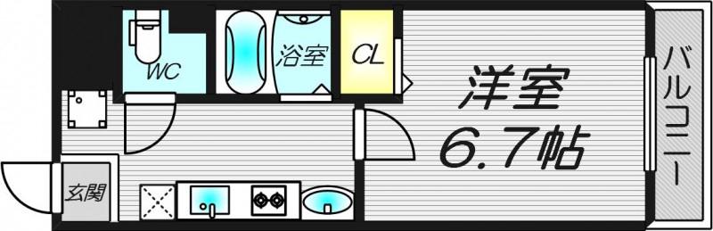 フローライト新大阪(1K/4階)の間取り写真