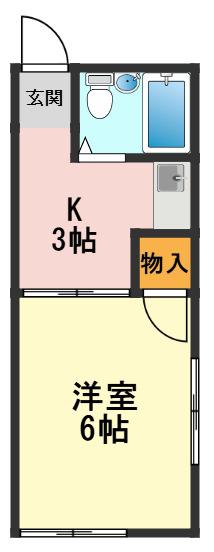 コーポさつき(1K/2階)の間取り写真