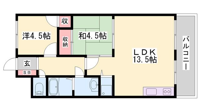 ハッピーコート青山(2LDK/3階)の間取り写真
