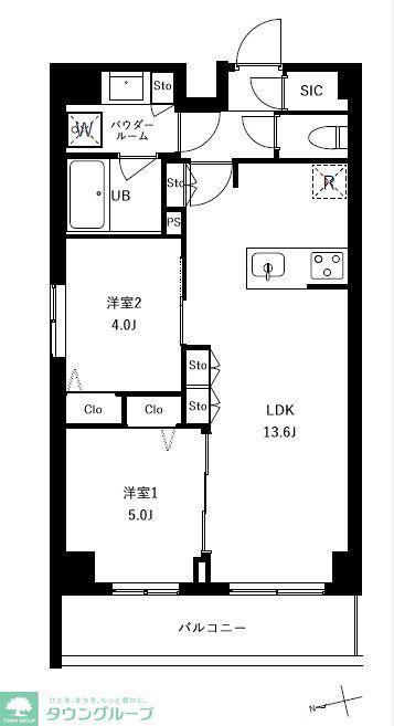 アーバンパーク船堀II(2LDK/4階)の間取り写真