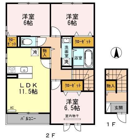 カーサ セレーナ(3LDK/2階)の間取り写真