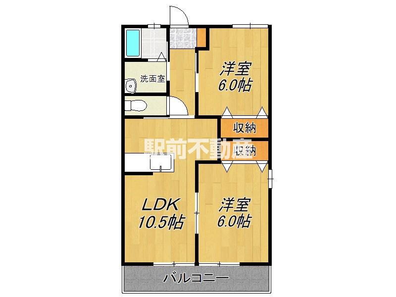 グロワールB(2LDK/1階)の間取り写真