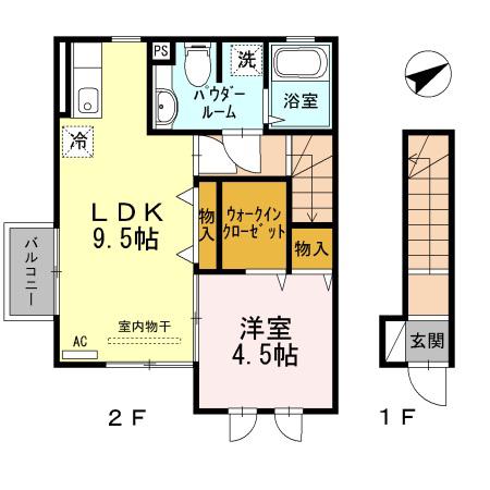 セジュール日野本町(1LDK/2階)の間取り写真