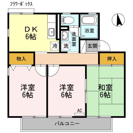 エスポワールB(3DK/2階)の間取り写真