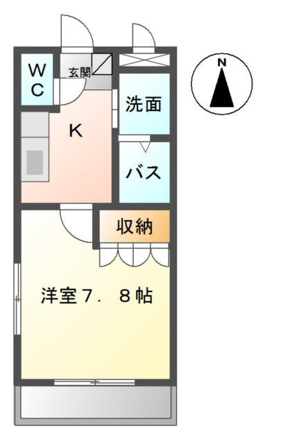シャンテ・イナバ(1K/2階)の間取り写真