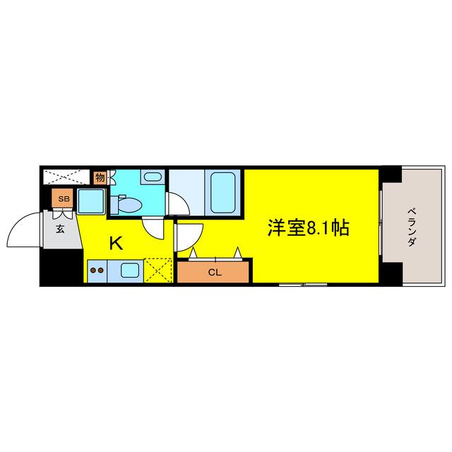 クレストフォルム大阪天満橋(1K/9階)の間取り写真