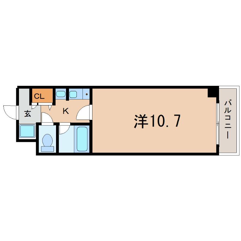 FELICE大橋(1K/9階)の間取り写真