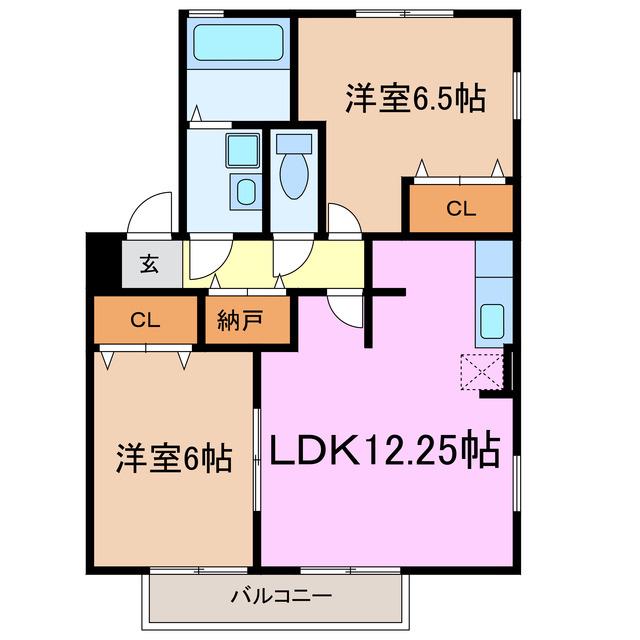 レジデンス黒沢台A・B・C(2LDK/2階)の間取り写真