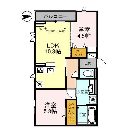 HAPPINESS・FORTRESS(2LDK/3階)の間取り写真