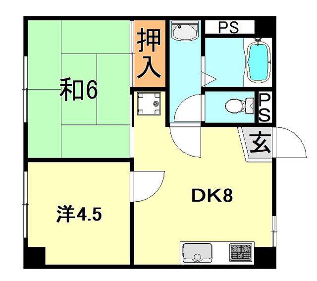 セルサス大道弐番館(2DK/3階)の間取り写真