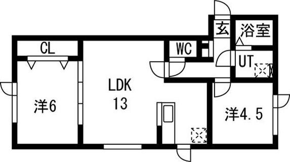 フィオーレ ディアレスト(2LDK/1階)の間取り写真
