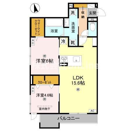 D-ROOM東本町(2LDK/1階)の間取り写真