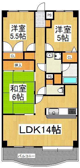キャッスル北の台(3LDK/2階)の間取り写真