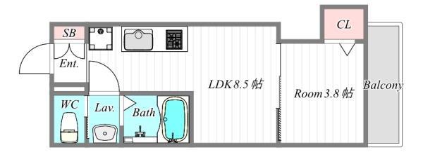 春日出北2丁目PJ(1LDK/2階)の間取り写真