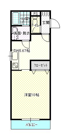 レジデンスYMII(1K/2階)の間取り写真