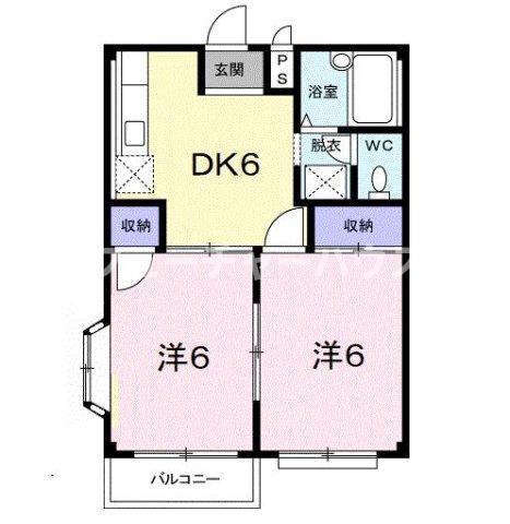 エルディム桜本A(2DK/2階)の間取り写真