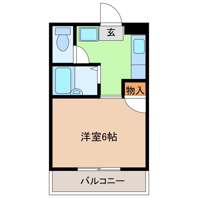 赤尾ハイツ井野(ワンルーム/2階)の間取り写真