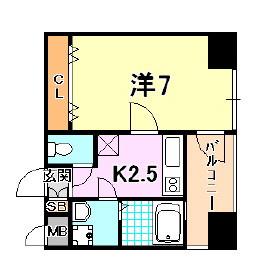プロシード神戸元町(1K/11階)の間取り写真