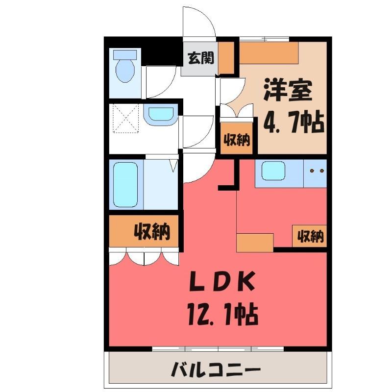 アールヴェイラC(1LDK/2階)の間取り写真