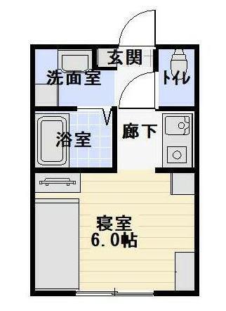 コンフォートハウス青葉B棟(ワンルーム/1階)の間取り写真