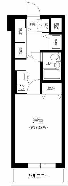 ライオンズマンション高津(1K/4階)の間取り写真