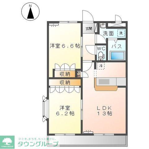 モデルナ江木(2LDK/2階)の間取り写真