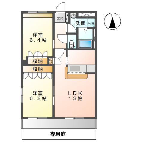 フォレストハイム(2LDK/1階)の間取り写真