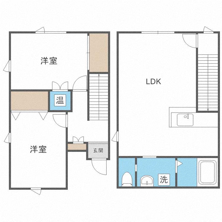 メ ゾ ネ ッ ト A Y(2LDK/1階)の間取り写真