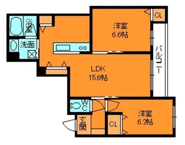 STELLA(2LDK/2階)の間取り写真