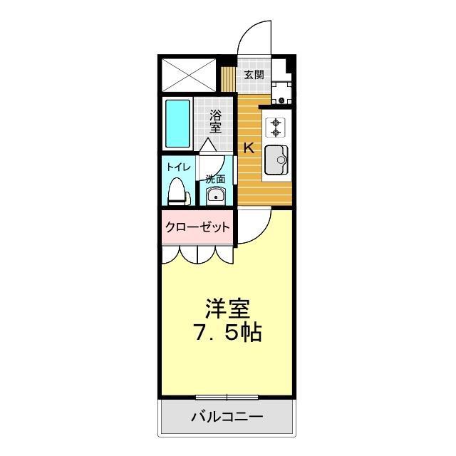 リファイン山中(1K/2階)の間取り写真