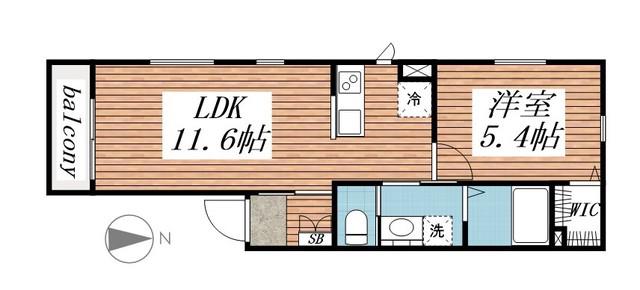 サニープレイス都賀(1LDK/1階)の間取り写真