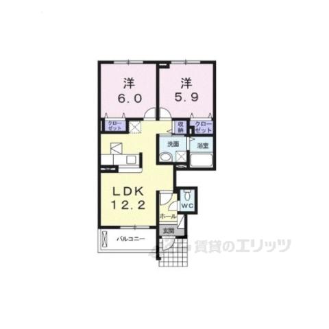 クレールヴィラ(2LDK/1階)の間取り写真
