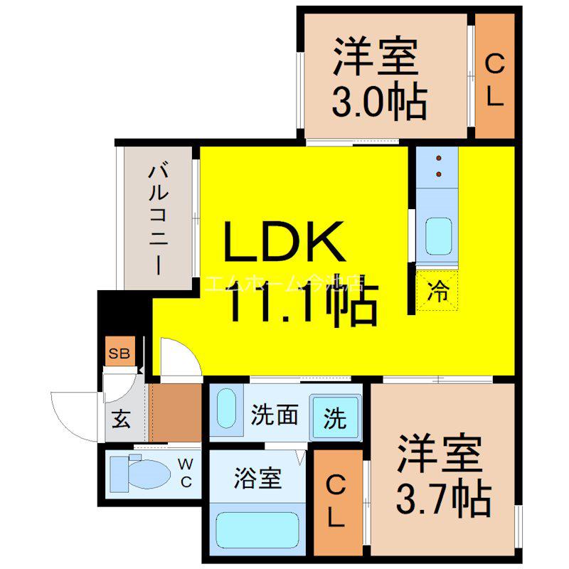 REGALEST WOOD TERRACE JOSHIN(2LDK/1階)の間取り写真