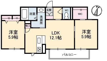 OLIVEHOUSE綾川(2LDK/3階)の間取り写真