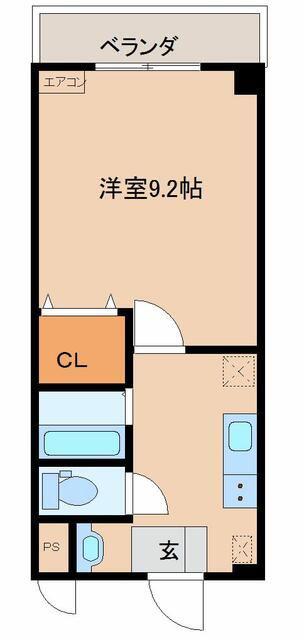 オレンジコート(1K/1階)の間取り写真