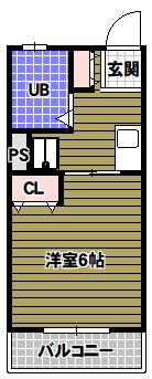 アミチミエII(1K/1階)の間取り写真