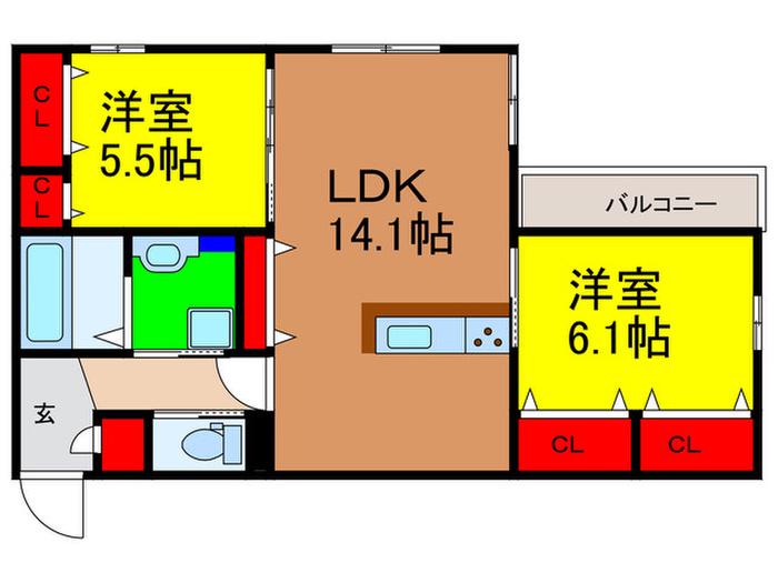 REPOS(2LDK/2階)の間取り写真