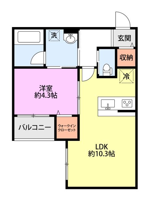 プリマヴェーラ(1LDK/1階)の間取り写真